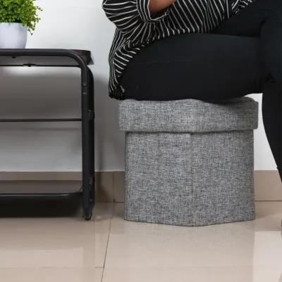 Small Decorative Grey Foldable Hexagon Ottoman for Living Room, Bedroom, Dining, Playroom or Office