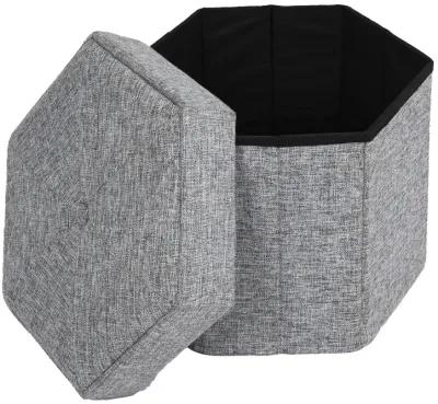 Small Decorative Grey Foldable Hexagon Ottoman for Living Room, Bedroom, Dining, Playroom or Office