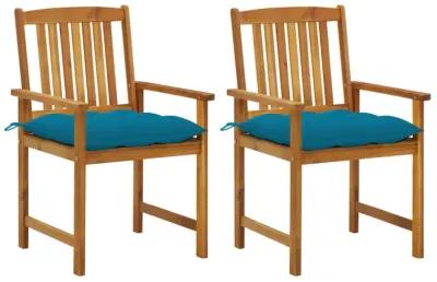 vidaXL Patio Chairs with Cushions 2 pcs Solid Acacia Wood