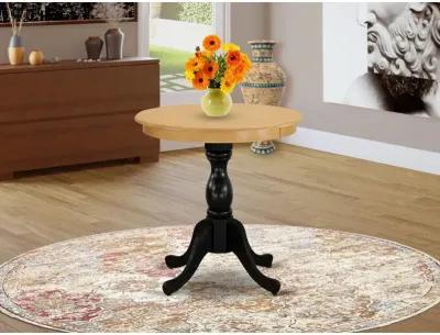 East West Furniture Eden 30" Round Dining Room Table for Compact Space - Oak Top & Black Pedestal