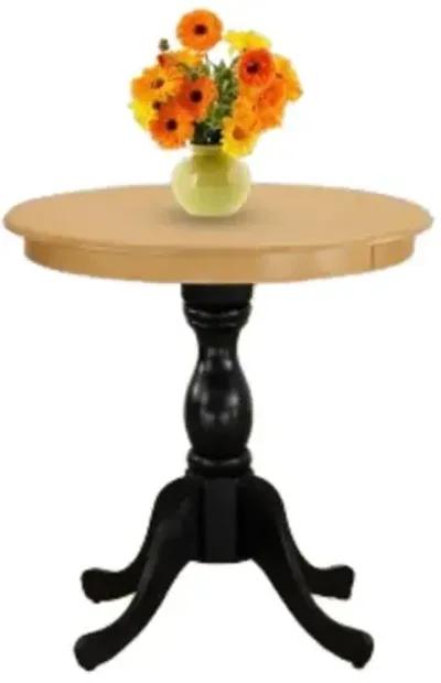 East West Furniture Eden 30" Round Dining Room Table for Compact Space - Oak Top & Black Pedestal