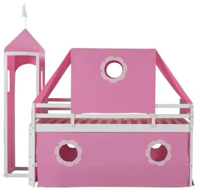 Merax Castle Loft Bed with Slide and Tent