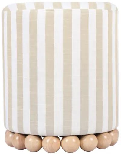 Dex Beige Striped Linen Ottoman