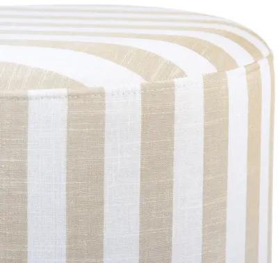 Dex Beige Striped Linen Ottoman