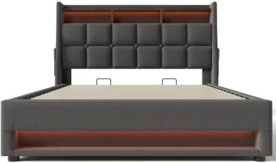 Merax Storage Platform Bed  with LED and USB Port