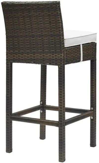 Modway EEI-3601-BRN-WHI Conduit Bar Stool Outdoor Patio Wicker Rattan Set of 4 in Brown White, Four