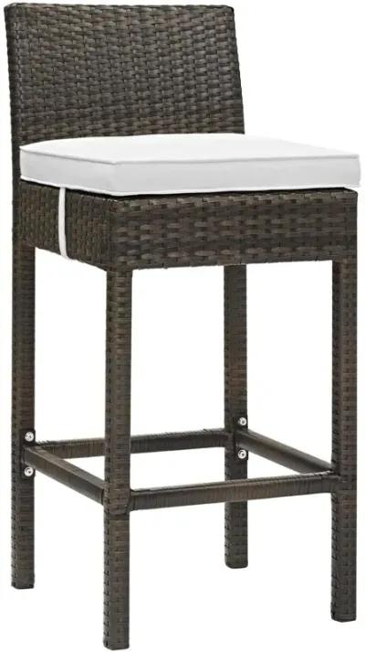 Modway EEI-3601-BRN-WHI Conduit Bar Stool Outdoor Patio Wicker Rattan Set of 4 in Brown White, Four