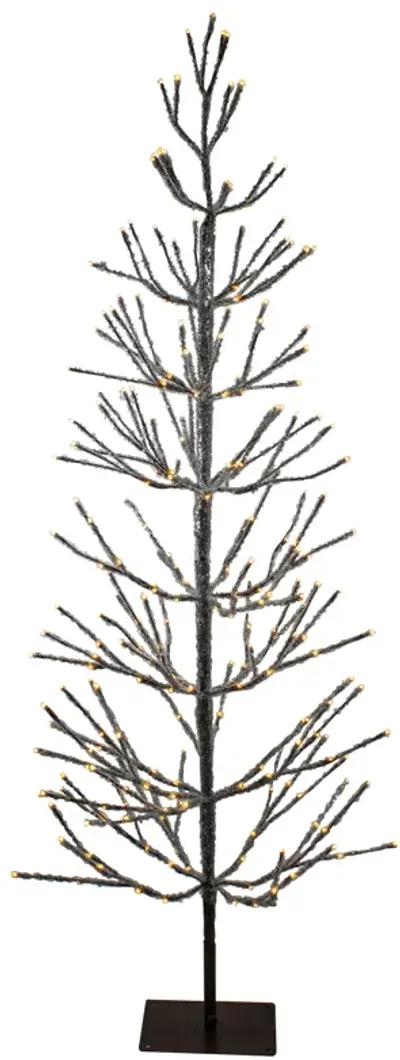 6' Pre-Lit LED Brown Artificial Christmas Tree with Icicle Lights- Clear Lights