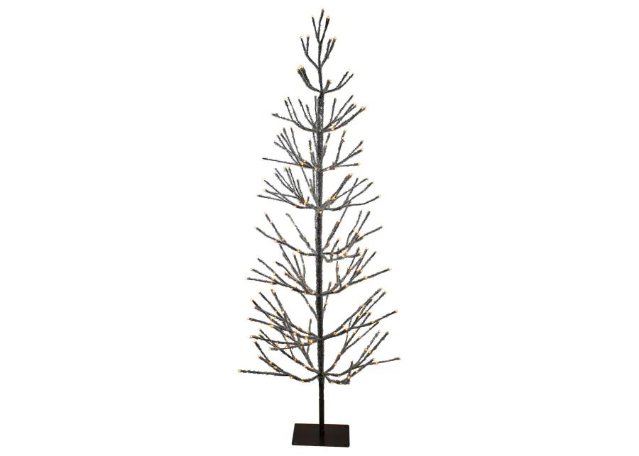 6' Pre-Lit LED Brown Artificial Christmas Tree with Icicle Lights- Clear Lights