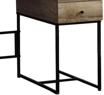 Wooden Desk with 4 Drawers and Tubular Metal Support, Brown and Black-Benzara