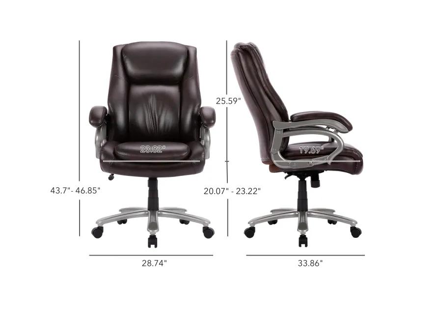 Executive PU Leather Office Chair, Big and Tall Computer Desk Chair With Padded Arms