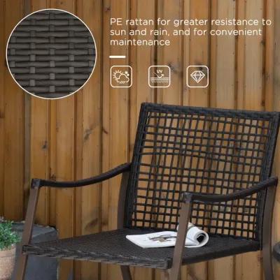 Brown Rattan Relaxation: 3-Piece Rocking Set with Side Table