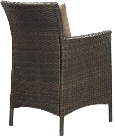 Modway Converge Wicker Rattan Outdoor Patio Dining Arm Chair with Cushion in Brown Mocha