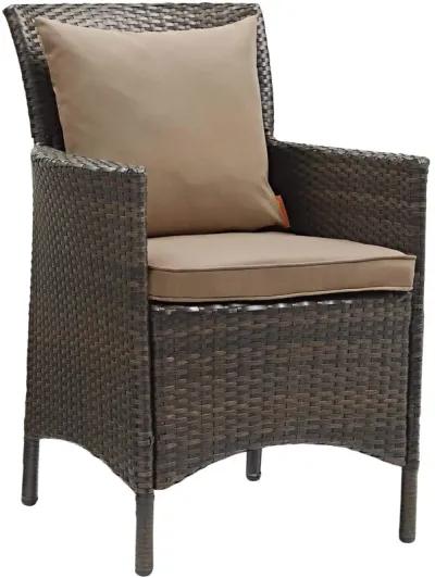 Modway Converge Wicker Rattan Outdoor Patio Dining Arm Chair with Cushion in Brown Mocha