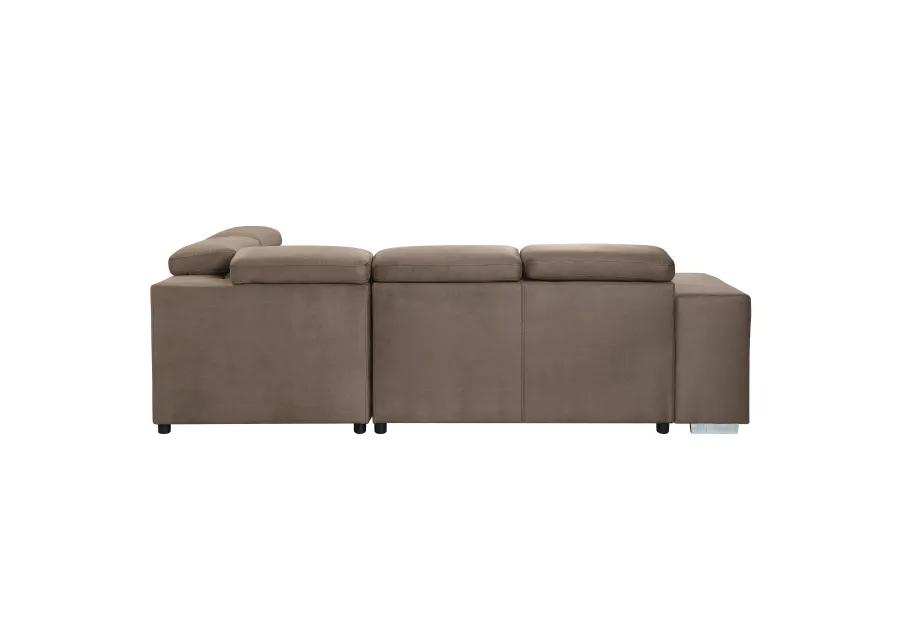 Sectional  Sleeper Sofa with 2 Pullout Stools Fabric