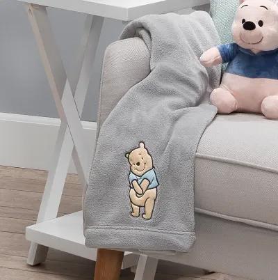 Lambs & Ivy Disney Baby Winnie the Pooh Hugs Gray Soft Fleece Baby Blanket