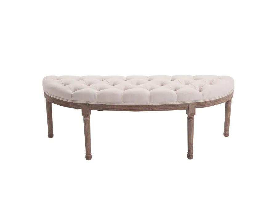 Cream Entryway Elegance: Vintage Semi-Circle Tufted Hallway Bench