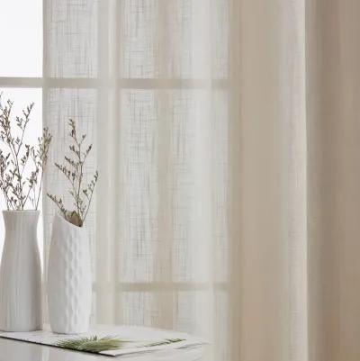 THD Serena Faux Linen Textured Semi Sheer Privacy Light Filtering Transparent Thick Half Short Grommet Curtain Valance Topper for Small Windows, Bedroom & Bathroom - 54 W x 18 L