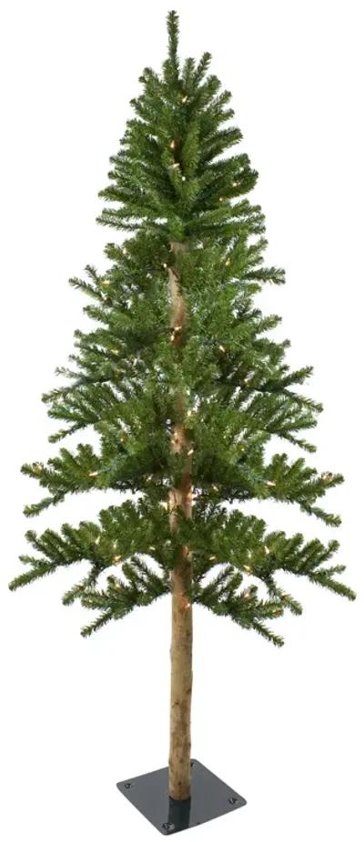 6' Pre-Lit Pencil Alpine Artificial Christmas Tree  Clear Lights