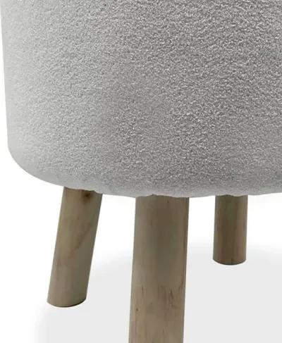 Ginni Footstool Ottoman Set of 2, White Polyester, Soft Seat, Wood Legs