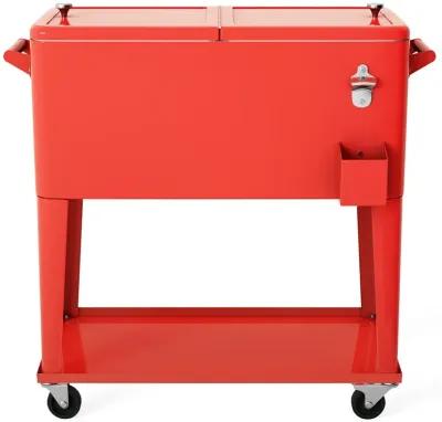 80 Quart Outdoor Patio Rolling Steel Construction Cooler