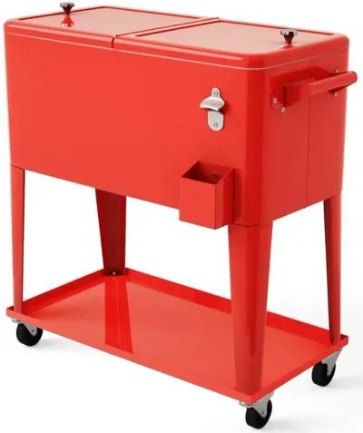 80 Quart Outdoor Patio Rolling Steel Construction Cooler