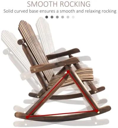 Black Rustic Rocker: Wooden Adirondack Chair for Outdoor Use