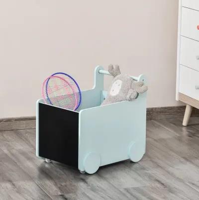 Blue Kids' Organizer: 18.5" Wheeled Storage Cabinet for Books and Toys