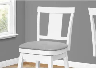 Monarch Specialties I 1233 Bar Stool, Set Of 2, Swivel, Counter Height, Kitchen, Wood, Pu Leather Look, White, Grey, Transitional