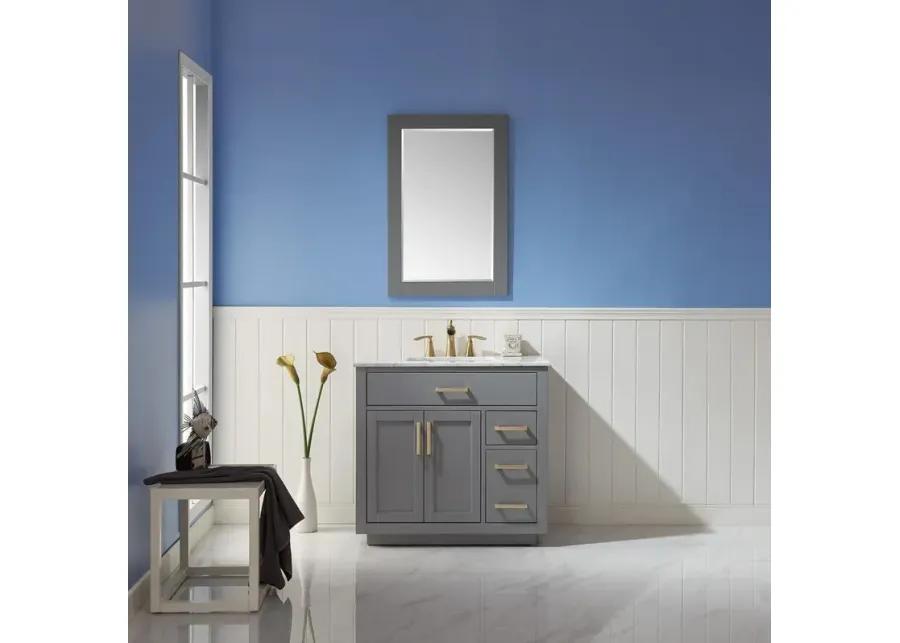 Altair 36 Single Bathroom Vanity Set in Gray with Mirror