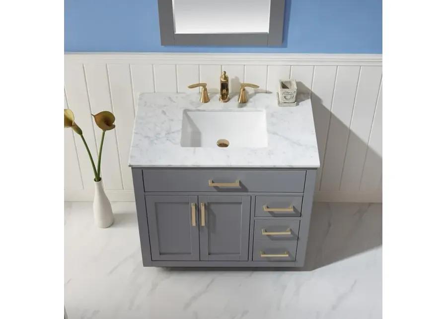 Altair 36 Single Bathroom Vanity Set in Gray with Mirror