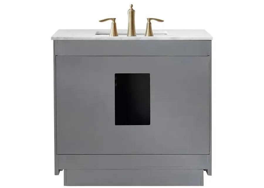 Altair 36 Single Bathroom Vanity Set in Gray with Mirror