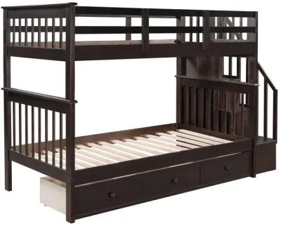 Merax Stairway Twin-Over-Twin Bunk Bed with Three Drawers for Bedroom, Dorm