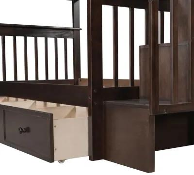 Merax Stairway Twin-Over-Twin Bunk Bed with Three Drawers for Bedroom, Dorm