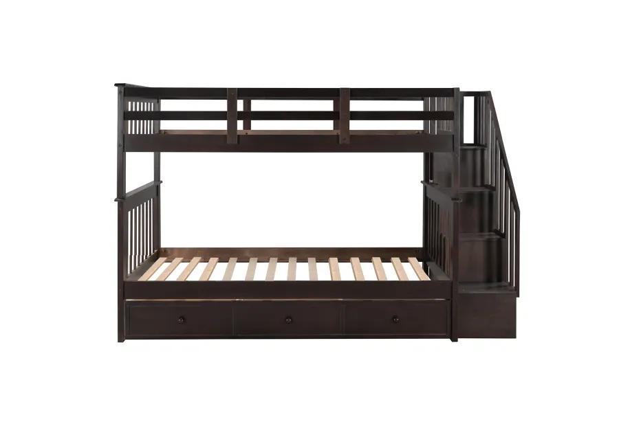 Merax Stairway Twin-Over-Twin Bunk Bed with Three Drawers for Bedroom, Dorm