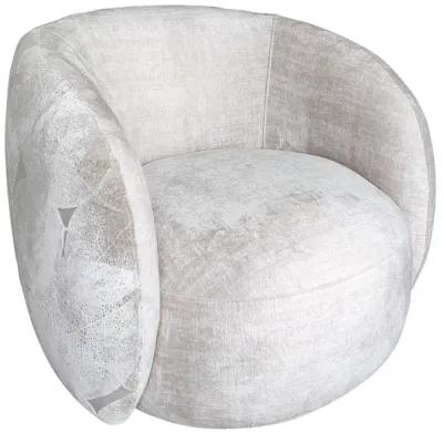 Pasargad Home Napoli Modern Swivel Base Barrel Chair, Ivory