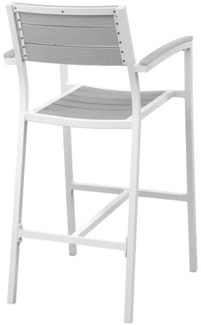 Modway Maine Aluminum Outdoor Patio Bar Stool in White Light Gray