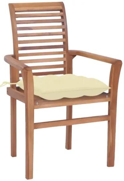 vidaXL Dining Chairs 8 pcs with Cream White Cushions Solid Teak Wood