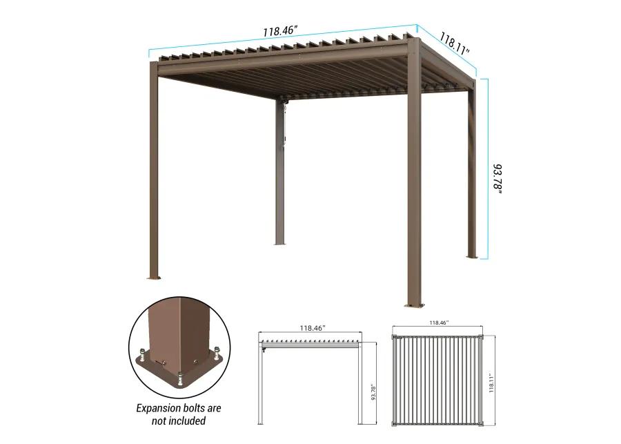 MONDAWE 10X10FT Outdoor Louvered Aluminum Pergola with Adjustable Roof and Efficient Drainage System for Patio, Deck, Garden