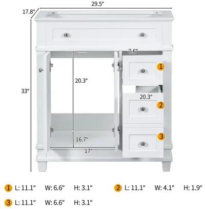 Retro Style Bathroom Vanity with Ample Storage and Soft-Close Hinges