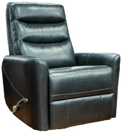 Aki 36 Inch Swivel Manual Recliner Chair, Luxury Plush Black Faux Leather - Benzara...