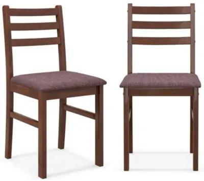 Hivvago Set of 2 Modern Mid Century Wood Dining Chairs with Linen Upholstered Seat