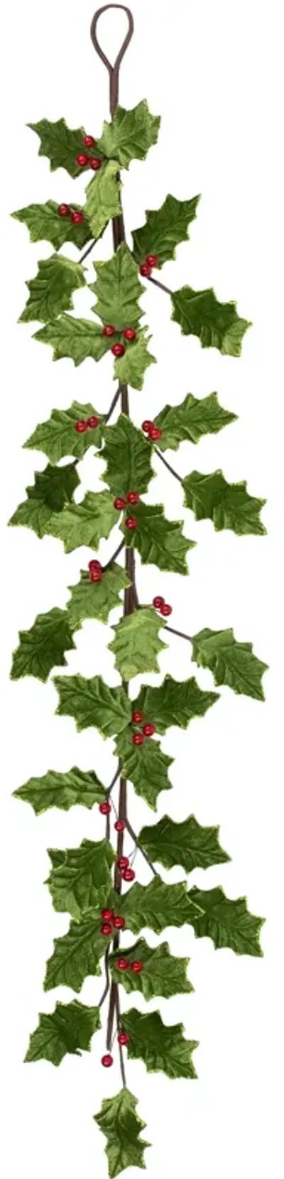 43" Green & Red Glittered Mistletoe Christmas Garland