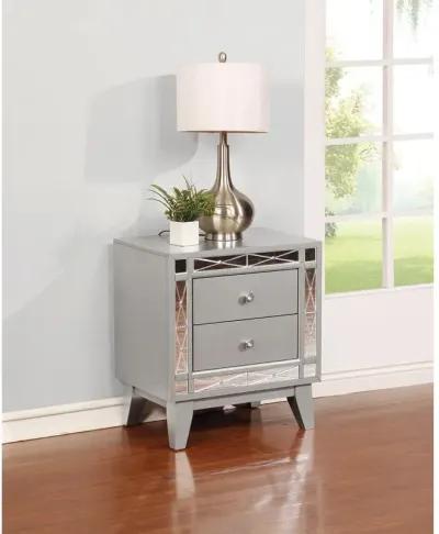 Leighton 2-drawer Nightstand Metallic Mercury