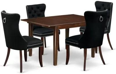 5 Piece Dinette Set Consists of a Rectangle Dining Table with Butterfly Leaf