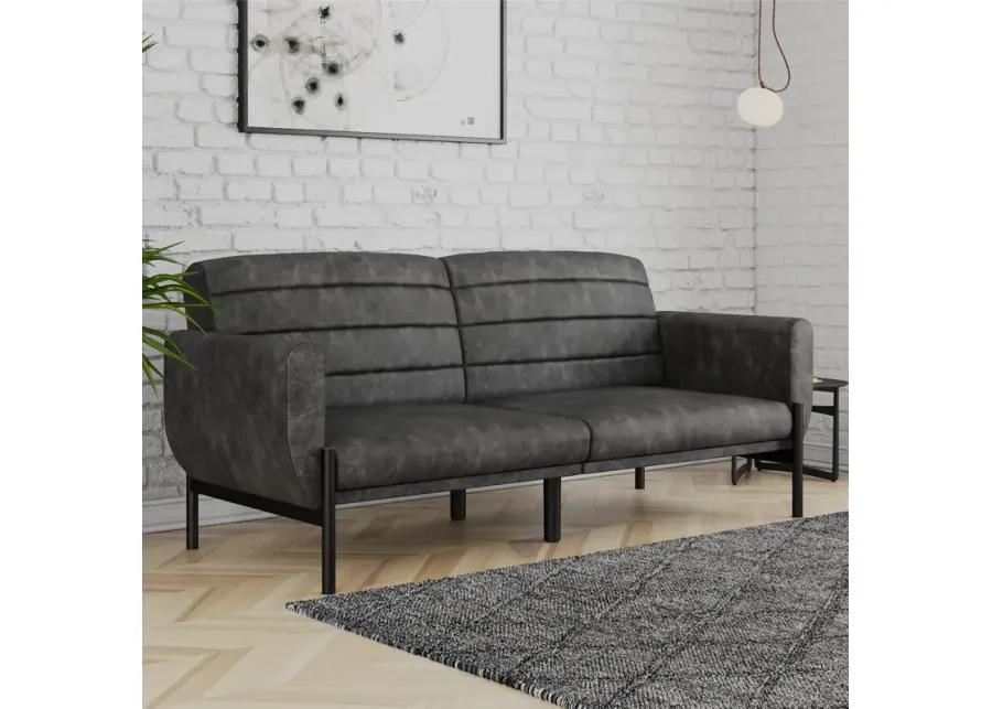 Atwater Living Lloyd Futon, Distressed Brown Faux Leather