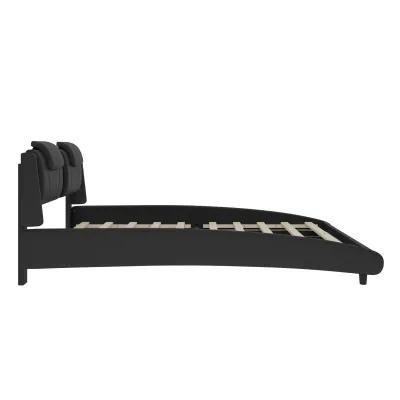 Merax Faux Leather Platform Bed with Adjustable Headboard