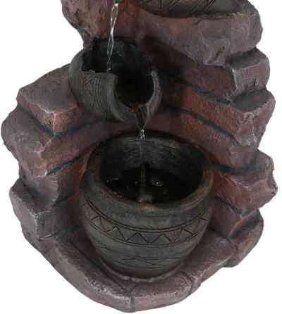 Sunnydaze Crumbling Bricks/Pots Solar Water Fountain with Battery - 27 in