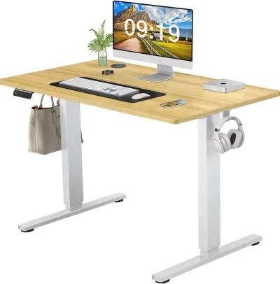 Electric Height Adjustable Standing Desk, Sit To Stand Ergonomic Computer Desk, Yellow, 40" X 24"