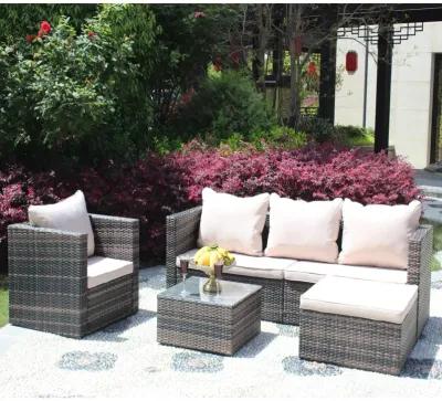 Rattan Patio Furniture Set Wicker Sofa Cushioned Sectional Furniture Set Garden Patio Sofa